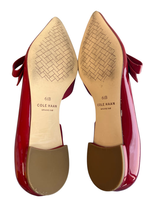 Cole Haan Shoe Size 6 1/2 Red Patent Flat Bow Detail Pointed Toe Slip On Shoes Red / 6 1/2