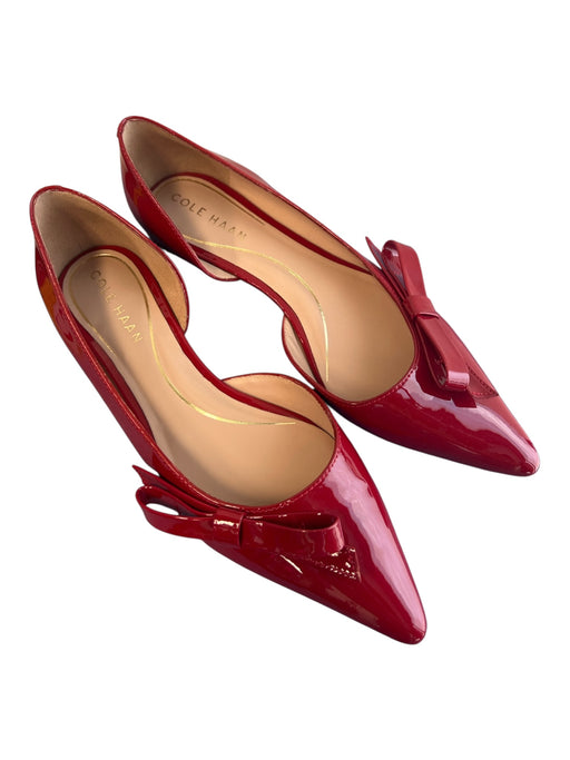 Cole Haan Shoe Size 6 1/2 Red Patent Flat Bow Detail Pointed Toe Slip On Shoes Red / 6 1/2