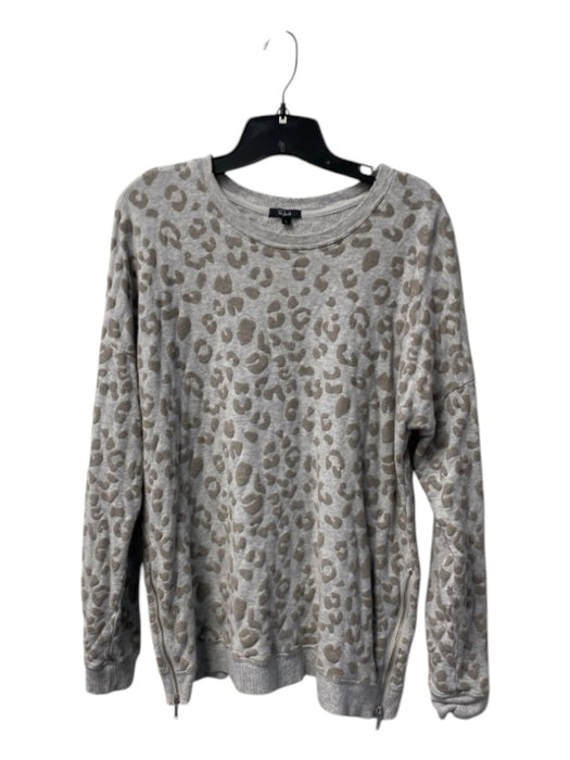 Rails Size Large Gray & Brown Cotton Blend Long Sleeve Animal Print Top Gray & Brown / Large