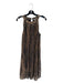 THML Size Medium Bronze Polyester Metallic Halter Keyhole Back Sleeveless Dress Bronze / Medium