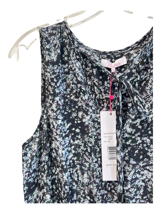 Parker Size Medium Brown & White Polyester Floral V Neck Sleeveless Dress Brown & White / Medium