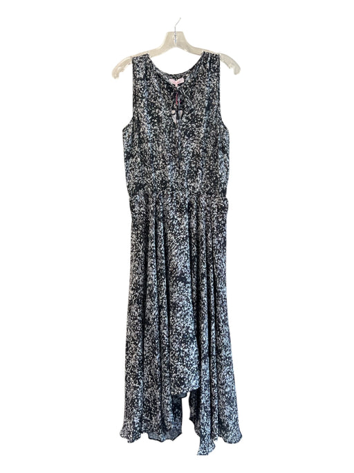 Parker Size Medium Brown & White Polyester Floral V Neck Sleeveless Dress Brown & White / Medium