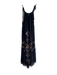 By Anthropologie Size M Black & Multi Viscose Embroidered Halter Tie Neck Dress Black & Multi / M