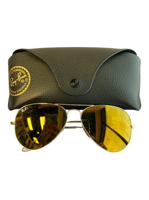 Ray Ban Gold Tone Metal Yellow Lenses Aviator Sunglasses Gold Tone