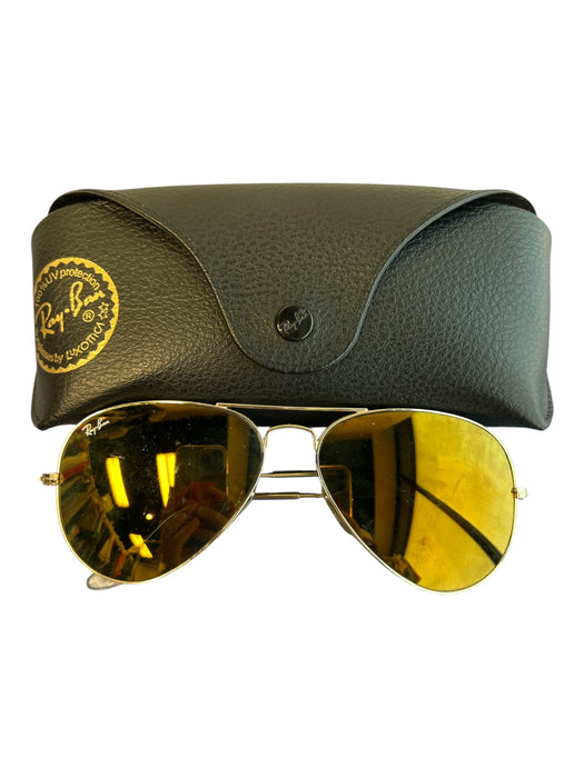 Ray Ban Gold Tone Metal Yellow Lenses Aviator Sunglasses Gold Tone