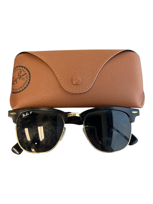 Ray Ban Gold Tone Metal Black Lenses Cat Eye Sunglasses Gold Tone