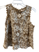 Solitaire Size M Brown & White Polyester Sleeveless Semi Sheer Floral design Top Brown & White / M