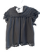Love The Label Size L Black Cotton Short Ruffle Sleeve Eyelet Detail Top Black / L