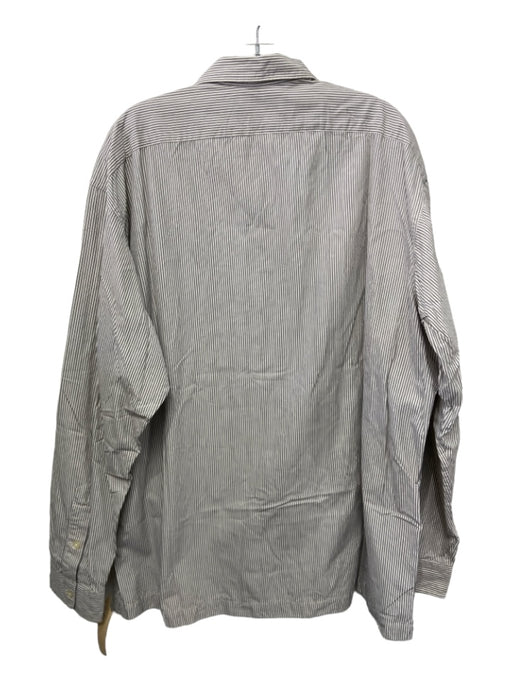Polo Size XL Gray & White Cotton Striped Button Down Men's Long Sleeve Shirt XL