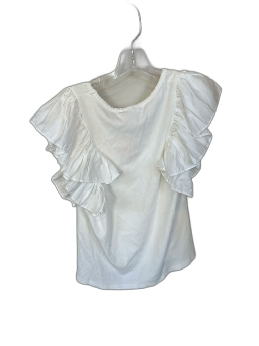 Pomander Place Size XXL White Rayon Blend Flutter Sleeves Ribbed V Neck Top White / XXL