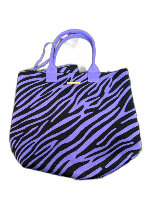 Joy Mangano Purple & Black Polyester Top Handles Zebra Print Tote Bag Purple & Black / M