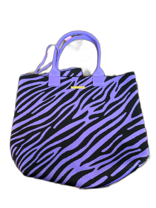 Joy Mangano Purple & Black Polyester Top Handles Zebra Print Tote Bag Purple & Black / M