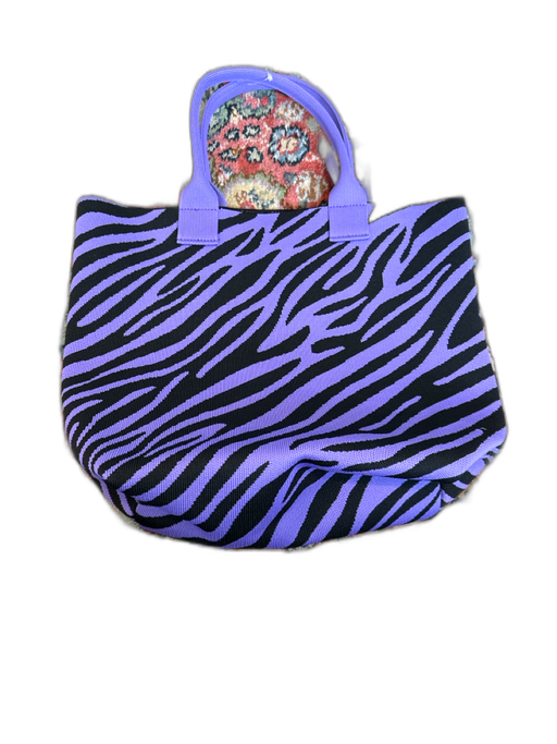 Joy Mangano Purple & Black Polyester Top Handles Zebra Print Tote Bag Purple & Black / M