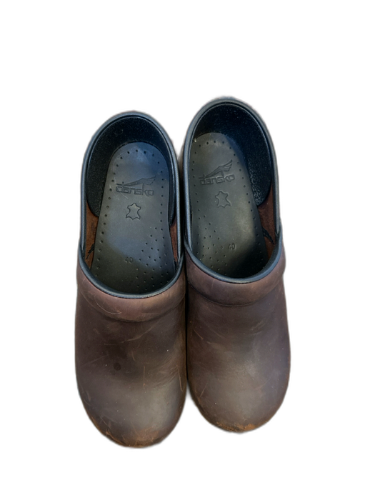 Dansko Shoe Size 40 Dark Brown Leather Platform Clogs Dark Brown / 40