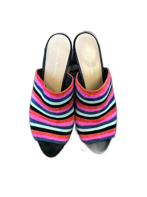 Loeffler Randall Shoe Size 10.5 Black & Purple Suede Block Heel Striped Mules Black & Purple / 10.5