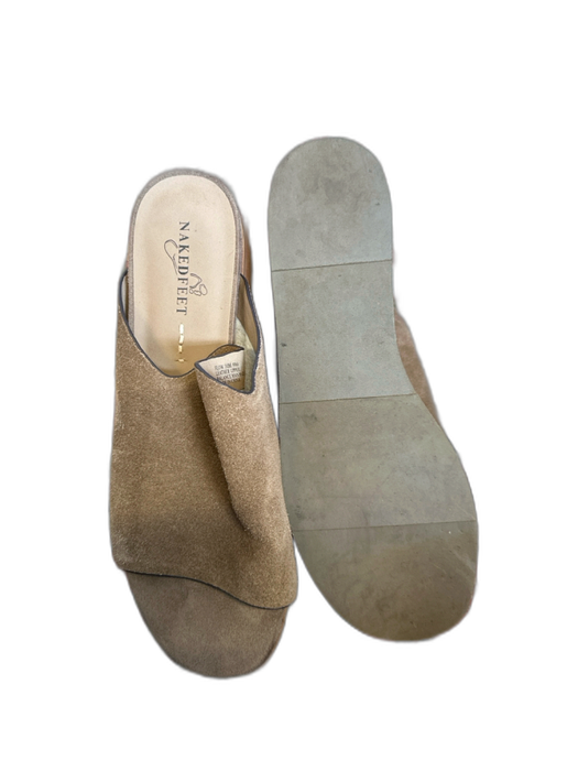 Naked Feet Shoe Size 10 Taupe Suede Platform Open Toe Mules Taupe / 10