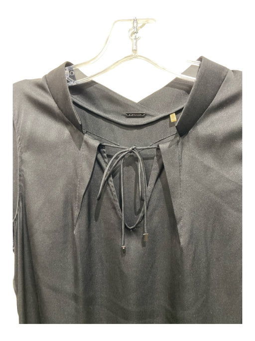Elie Tahari Size 2 Black Silk V Neck Tie Front Sleeveless Dress Black / 2