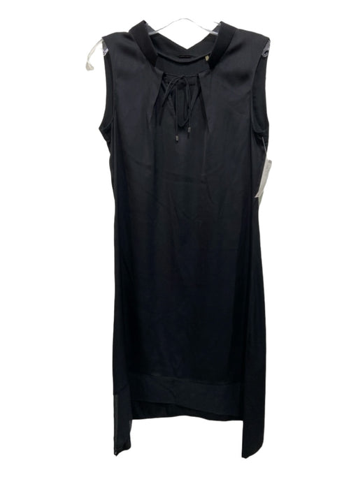 Elie Tahari Size 2 Black Silk V Neck Tie Front Sleeveless Dress Black / 2