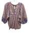 Cleobella Size XS Purple & Peach Cotton Floral 1/2 Balloon Sleeve Top Purple & Peach / XS