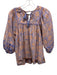 Cleobella Size XS Purple & Peach Cotton Floral 1/2 Balloon Sleeve Top Purple & Peach / XS