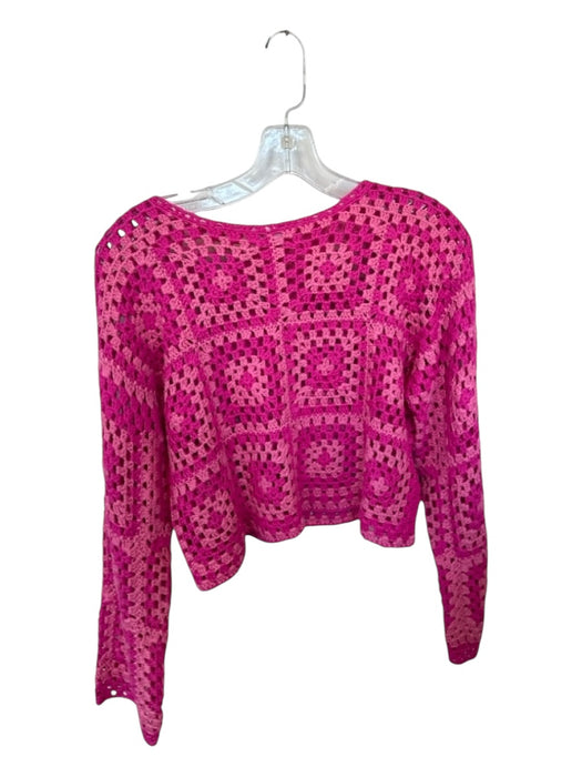 Le Lis Size XS Pink & Magenta Acrylic Macrame Long Sleeve Sweater Pink & Magenta / XS