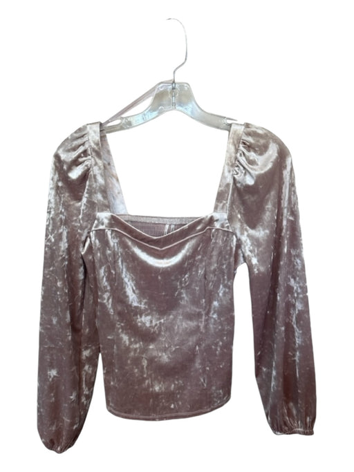 By Anthropologie Size S Champagne Velvet Long Sleeve Square Neck Top Champagne / S