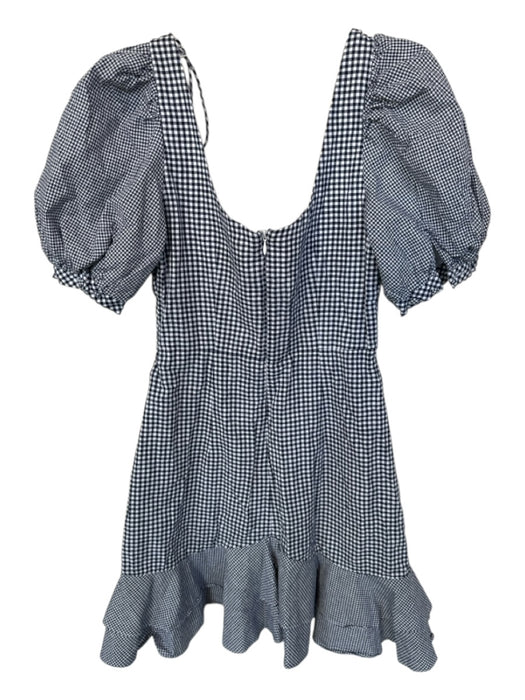 Jonathan Simkhai Size 2 Navy & white Cotton Short Balloon Sleeve Gingham Dress Navy & white / 2