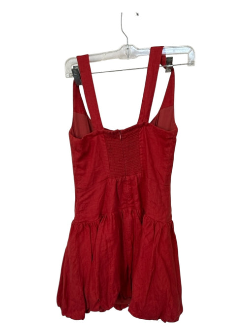 Reformation Size 2 Red Linen Sleeveless Back Zip Bubble Hem Dress Red / 2