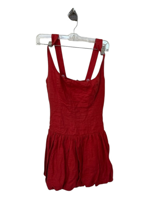 Reformation Size 2 Red Linen Sleeveless Back Zip Bubble Hem Dress Red / 2