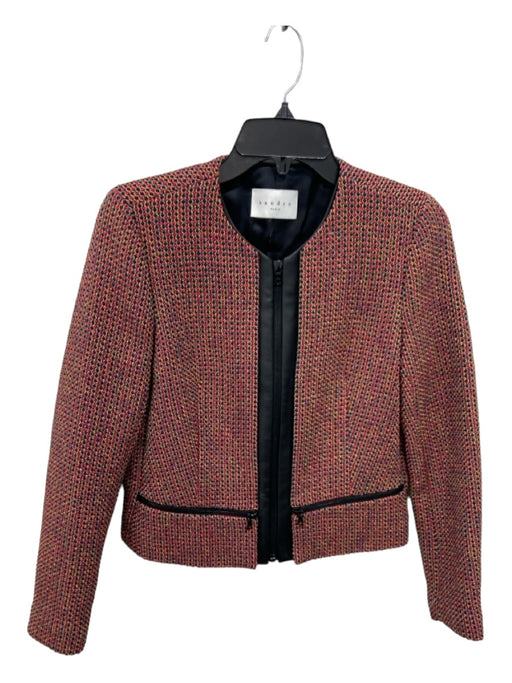 Sandro Size 36 Black & Multi Cotton & Polyester Tweed Metallic Thread Jacket Black & Multi / 36