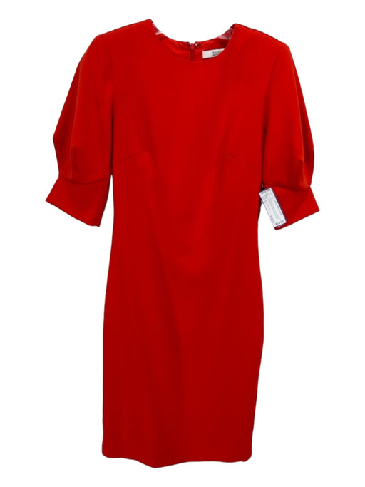 Badgley Mischka Size 2 Orange Red Polyester Shoulder Pads Puff Half Sleeve Dress Orange Red / 2