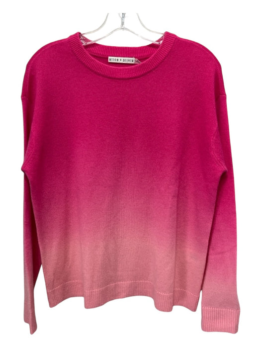 Alice + Olivia Size S Pink Print Cahsmere Crew Neck Ombre Long Sleeve Sweater Pink Print / S