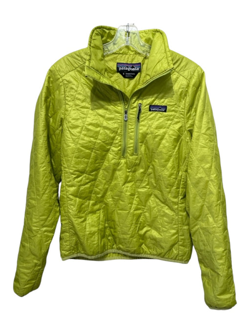 Patagonia Size Small Lime Green Polyester Half Zip Diamond Quilt Pullover Jacket Lime Green / Small