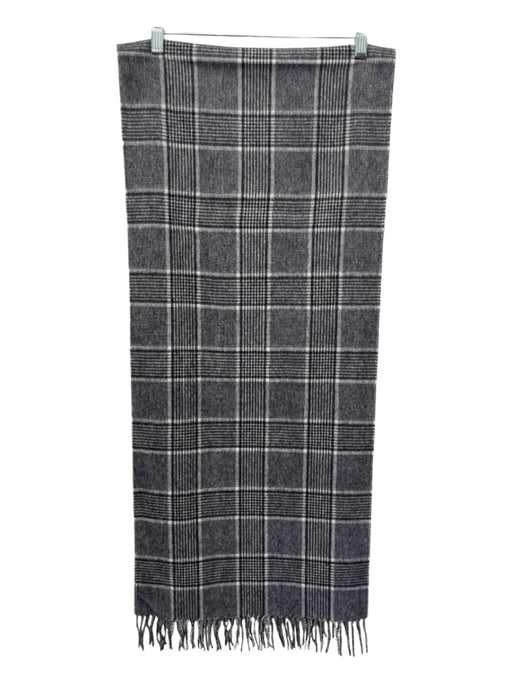 J Crew Collection Gray, Black, White Cashmere Houndstooth Plaid Rectangle scarf Gray, Black, White