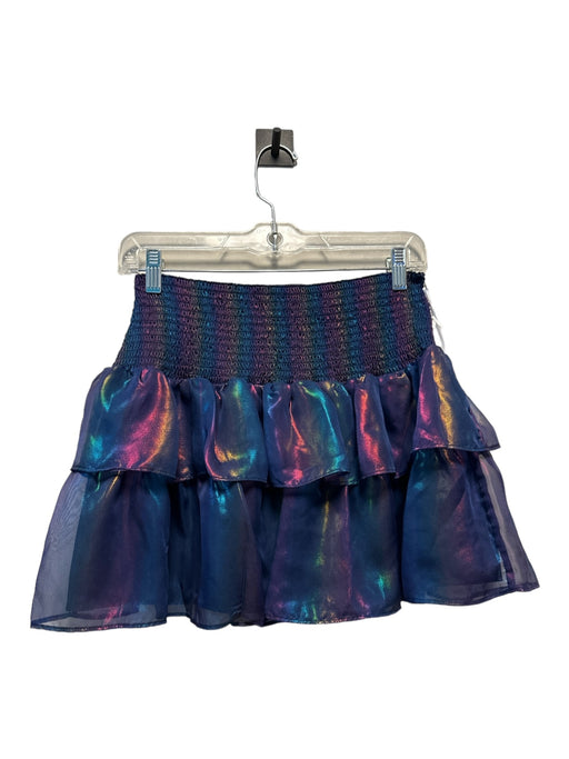 Amanda Uprichard Size L Purple & Multi Polyester Rouched Iridescent Skirt Purple & Multi / L