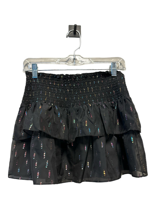 Amanda Uprichard Size S Black & Multi Polyester Rouched Metallic Mini Skirt Black & Multi / S