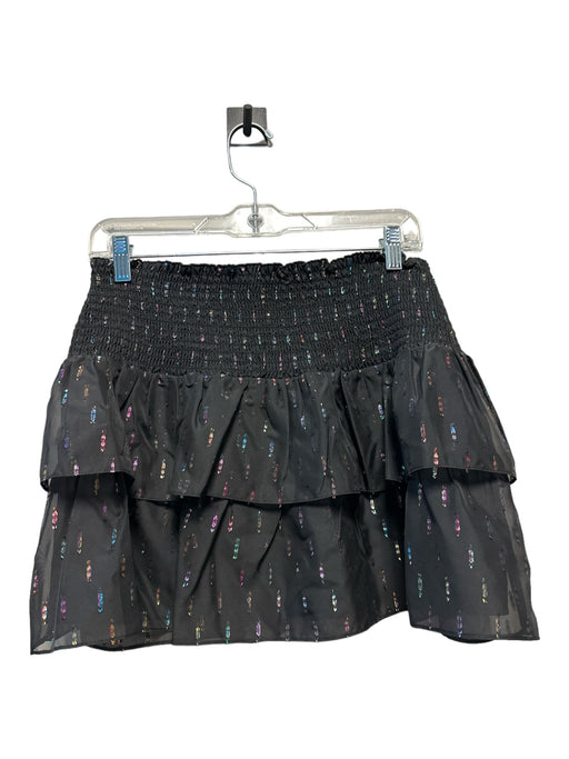 Amanda Uprichard Size L Black & Multi Polyester Rouched Metallic Mini Skirt Black & Multi / L