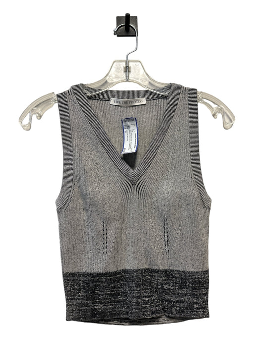 Live the Process Size S Black & Gray Viscose Blend Ribbed Sleeveless Cropped Top Black & Gray / S