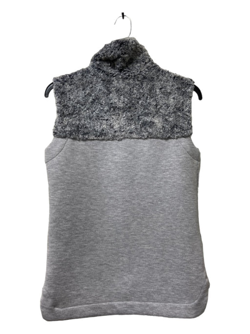 The North Face Size S Gray Polyester Blend Fur Detail High Neck Zip Front Vest Gray / S