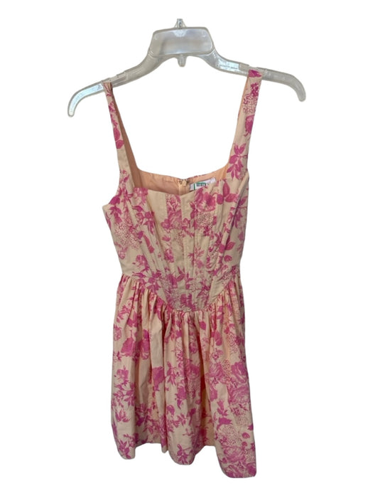 Olivaceous Size S Pink & Tan Cotton Corset Top Floral Dress Pink & Tan / S