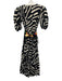 Oliphant Size XS Black, White & Multi Cotton V Neck Short Puff Sleeve Dress Black, White & Multi / XS
