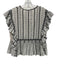 Sea New York Size 2 White & Black Cotton Ruffle Flare Sleeve Pleat Detail Top White & Black / 2