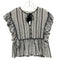 Sea New York Size 2 White & Black Cotton Ruffle Flare Sleeve Pleat Detail Top White & Black / 2