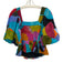 Marie Oliver Size XS Blue, Orange & Multi Linen Blend Square Neck Plaid Top Blue, Orange & Multi / XS