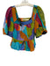 Marie Oliver Size XS Blue, Orange & Multi Linen Blend Square Neck Plaid Top Blue, Orange & Multi / XS