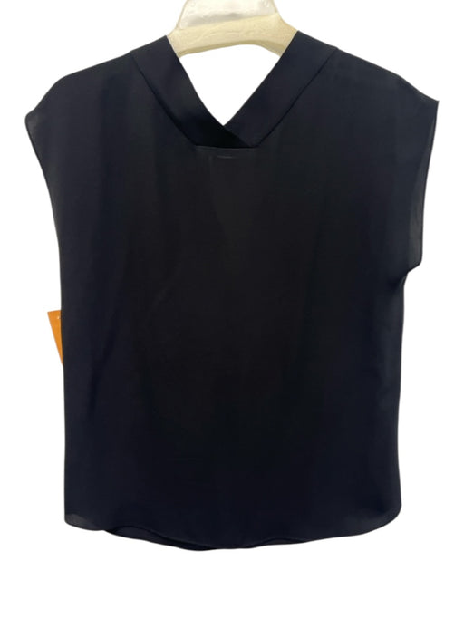 Theory Size P Black Silk Flare Sleeve V Neck Sheer Top Black / P
