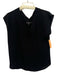 Theory Size P Black Silk Flare Sleeve V Neck Sheer Top Black / P