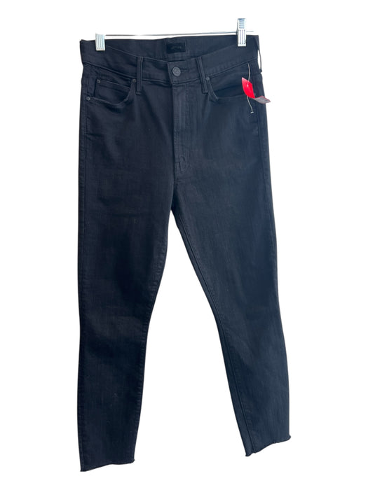Mother Size 27 Black Cotton Blend Zip Fly High Waist 5 Pocket Skinny Jeans Black / 27