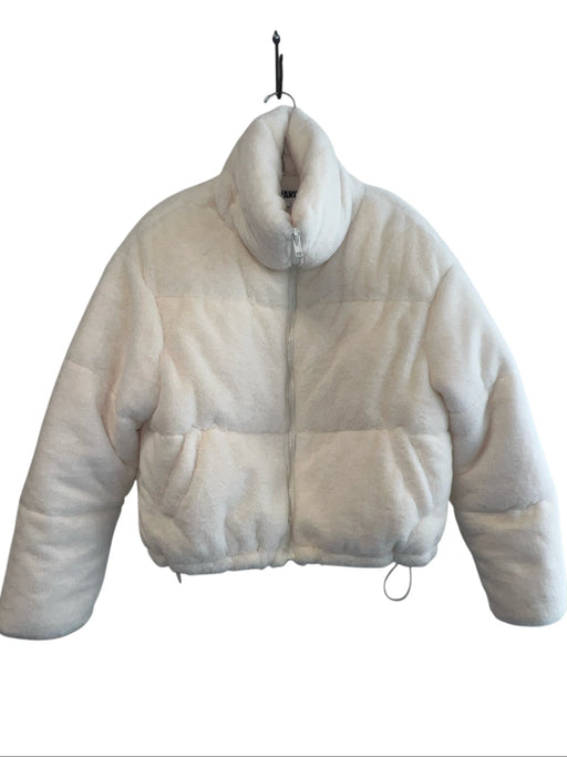 APPARIS Size Small White Polyester Front Zip Draw Cord Side Pockets Jacket White / Small