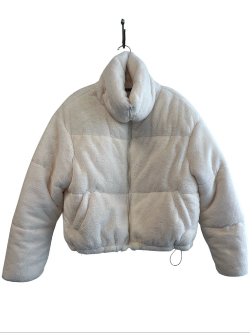 APPARIS Size Small White Polyester Front Zip Draw Cord Side Pockets Jacket White / Small